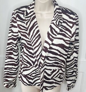 Patrick Christopher Zebra Print Blazer Brown Size Medium